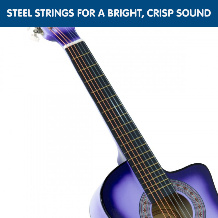 38in Pro Cutaway Acoustic Guitar with guitar bag - Purple Burst image 3