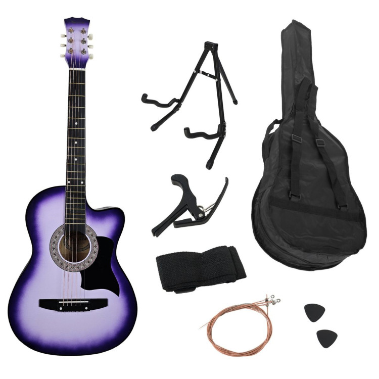 38in Pro Cutaway Acoustic Guitar with guitar bag - Purple Burst image 4