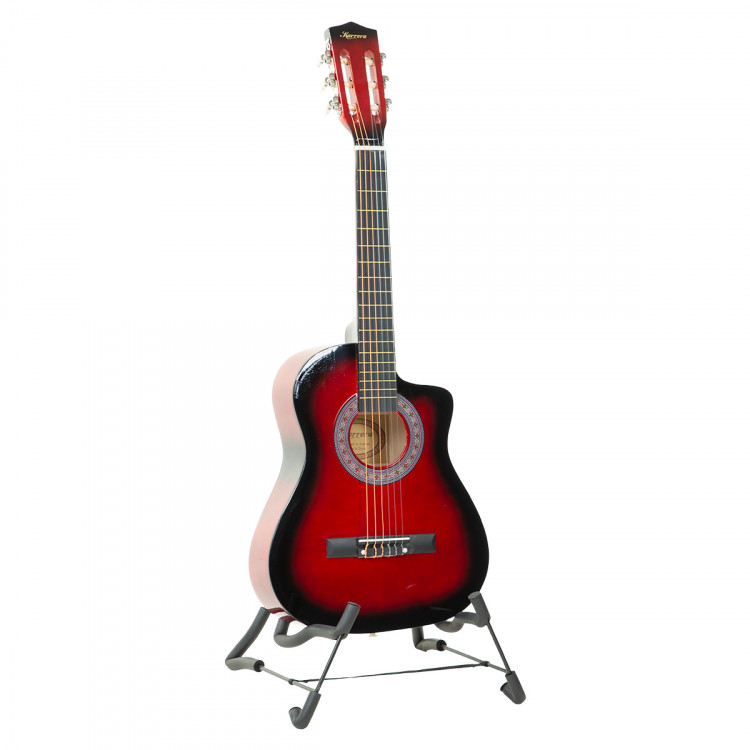 Karrera 38in Pro Cutaway Acoustic Guitar with guitar bag - Red Burst image 4