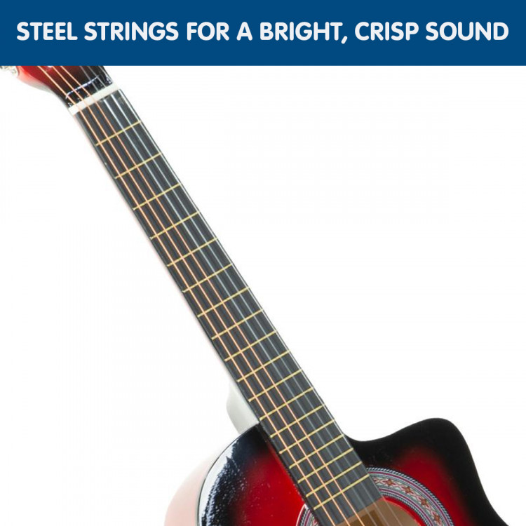 Karrera 38in Pro Cutaway Acoustic Guitar with guitar bag - Red Burst image 6