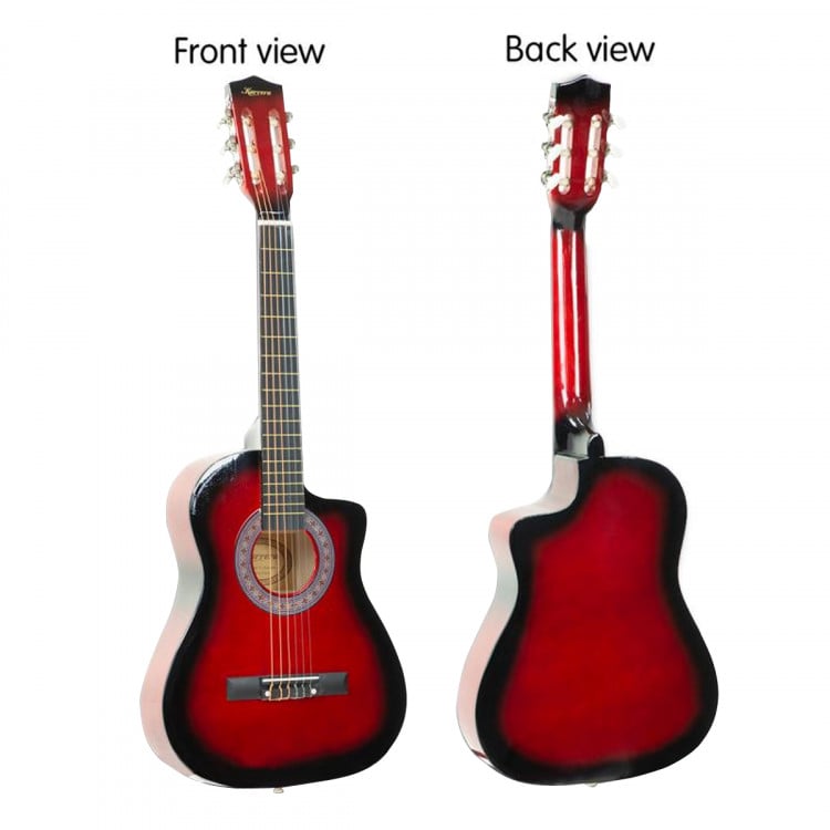 Karrera 38in Pro Cutaway Acoustic Guitar with guitar bag - Red Burst image 5