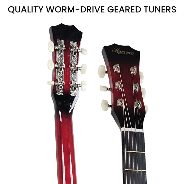 Karrera 38in Pro Cutaway Acoustic Guitar with guitar bag - Red Burst image 9
