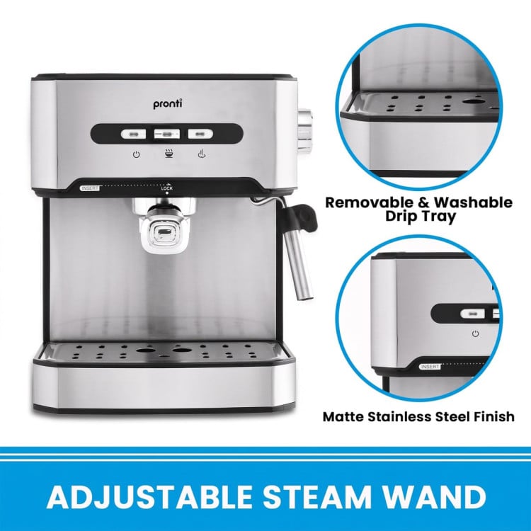 Pronti 1.6L Automatic Coffee Espresso Machine with Steam Frother image 6