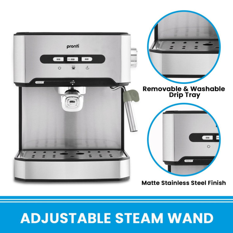 Pronti 1.6L Automatic Coffee Espresso Machine with Steam Frother image 5