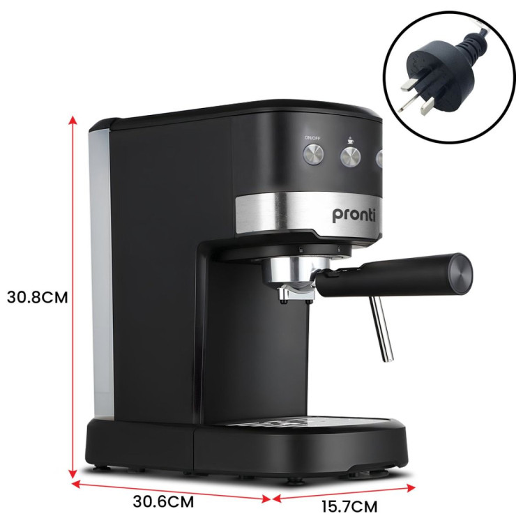 Pronti KCM-850D Coffee Machine 20 Bar Espresso Maker with Milk Frother and 1.25L Tank image 4