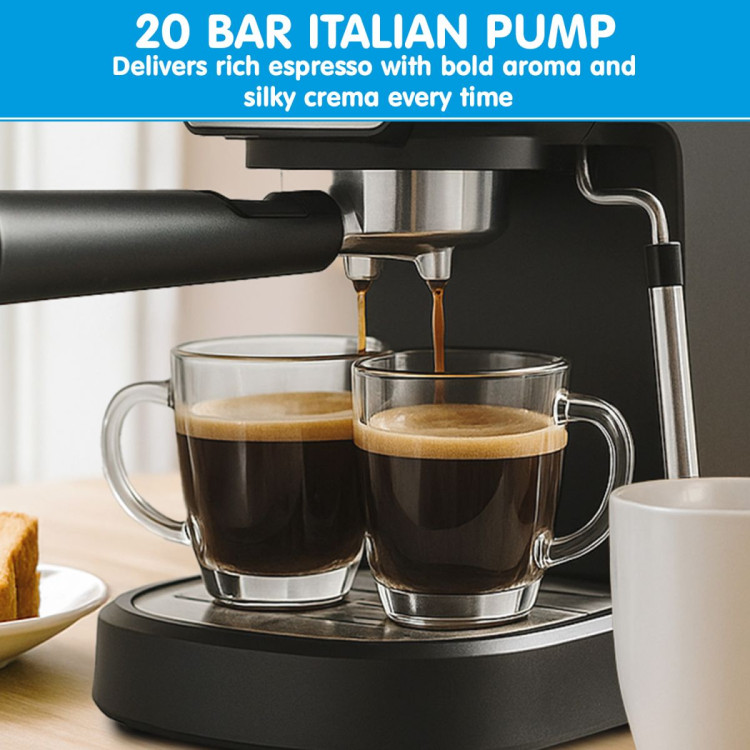 Pronti KCM-850D Coffee Machine 20 Bar Espresso Maker with Milk Frother and 1.25L Tank image 5