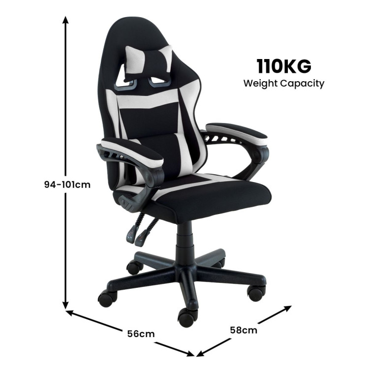 Sarantino Antre Kids Study Gaming Chair in Black and White Office Adjustable Height Chair image 5