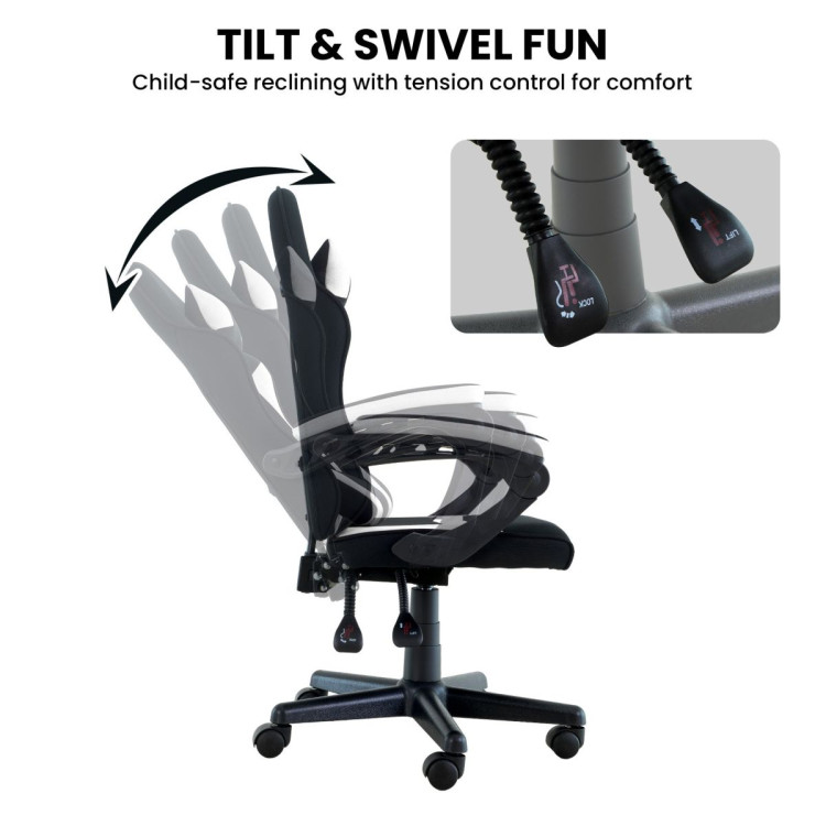 Sarantino Antre Kids Study Gaming Chair in Black and White Office Adjustable Height Chair image 8