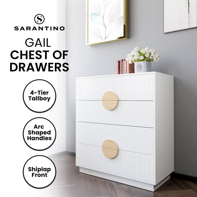 Sarantino Gail Chest of Drawers Tallboy Dresser in White image 10