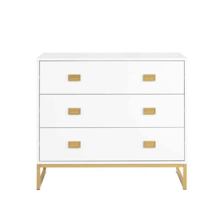 Sarantino Amara Chest of Drawers Tallboy Dresser in White/Gold image 3