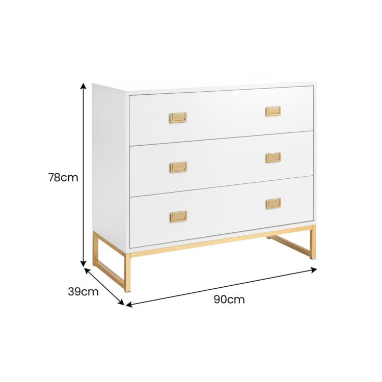 Sarantino Amara Chest of Drawers Tallboy Dresser in White/Gold image 4