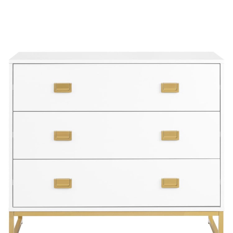 Sarantino Amara Chest of Drawers Tallboy Dresser in White/Gold image 5