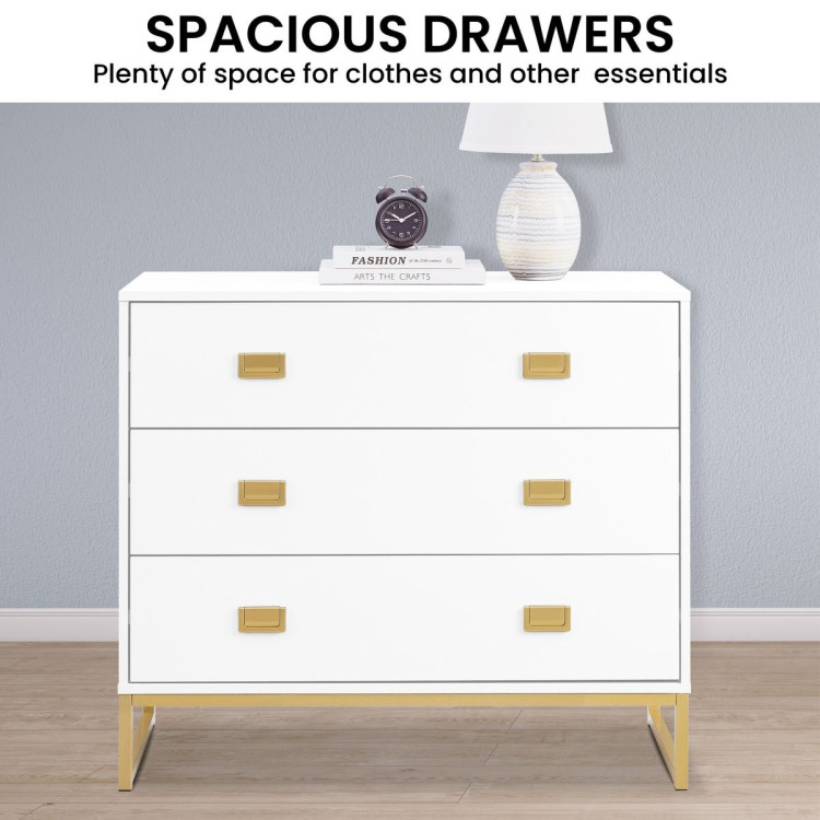 Sarantino Amara Chest of Drawers Tallboy Dresser - White/Gold image 6