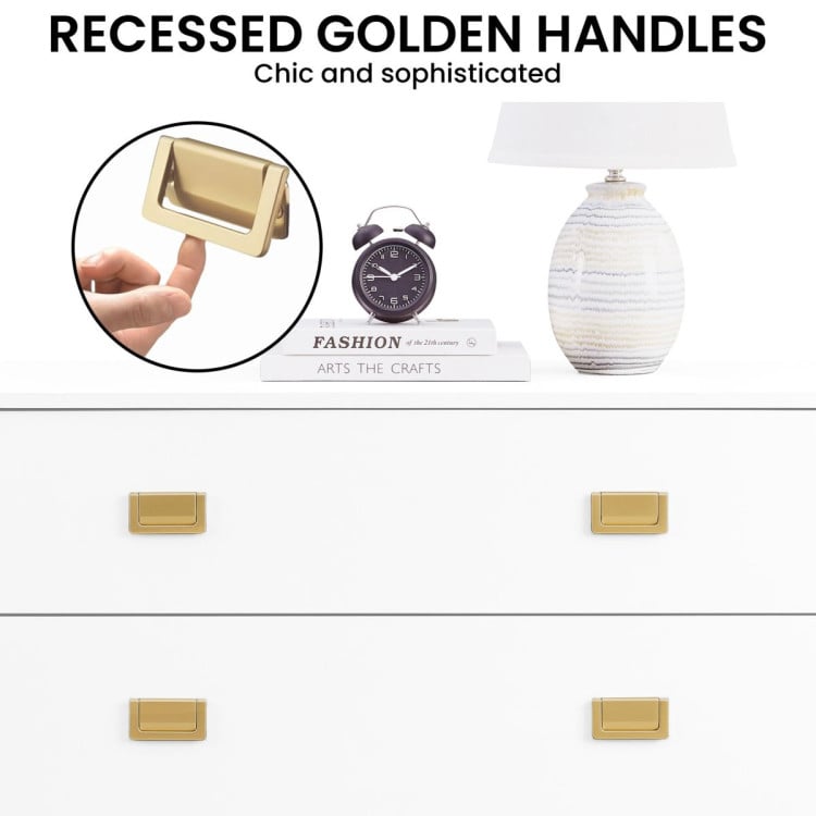 Sarantino Amara Chest of Drawers Tallboy Dresser in White/Gold image 8