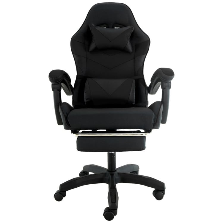 Sarantino Cueva Reclining High Back Office Gaming Chair Black Retractable Footrest Computer Seat image 4
