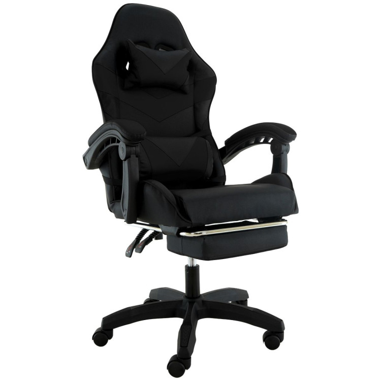 Sarantino Cueva Reclining High Back Office Gaming Chair Black Retractable Footrest Computer Seat image 3