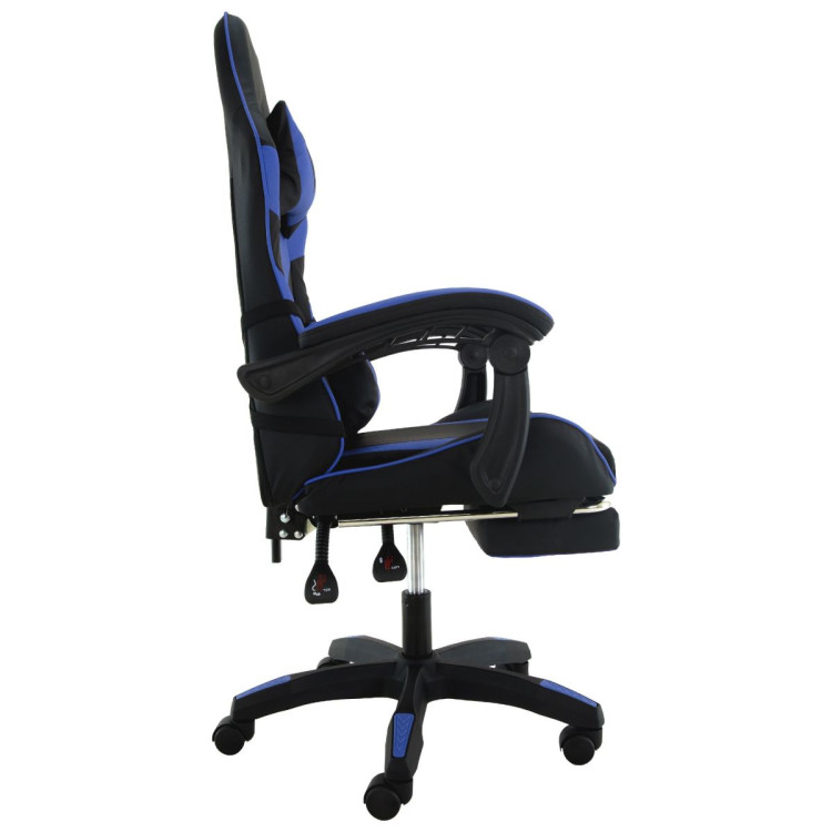 Sarantino Cueva Reclining High Back Office Gaming Chair Seat Retractable Footrest Office Computer Black & Blue image 5