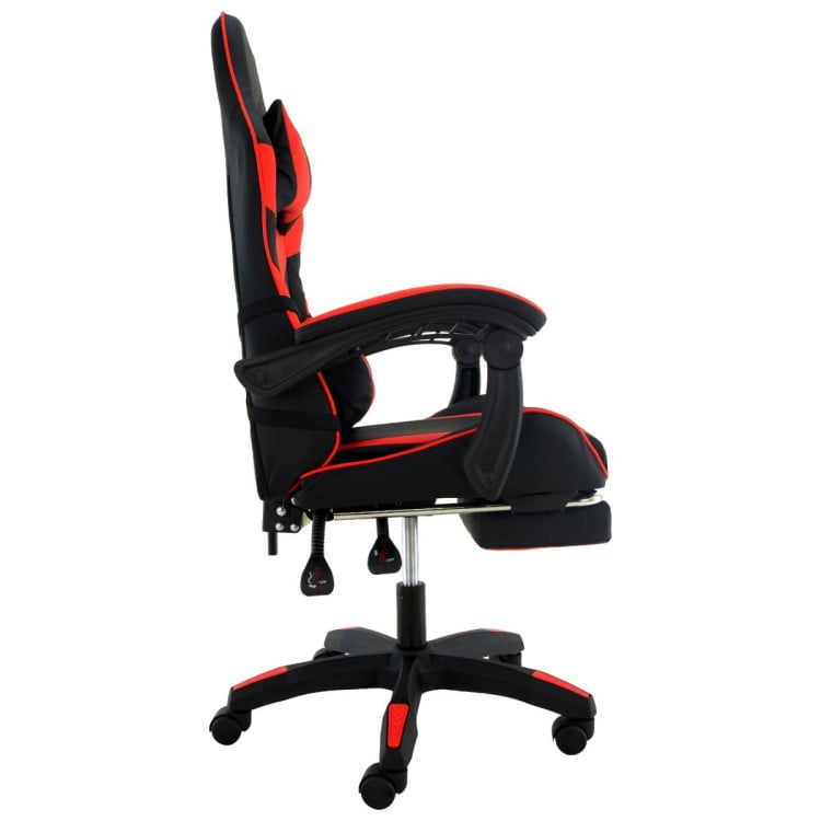 Sarantino Cueva Reclining High Back Office Gaming Chair with Retractable Footrest Office Computer Seating in Black/Red image 5