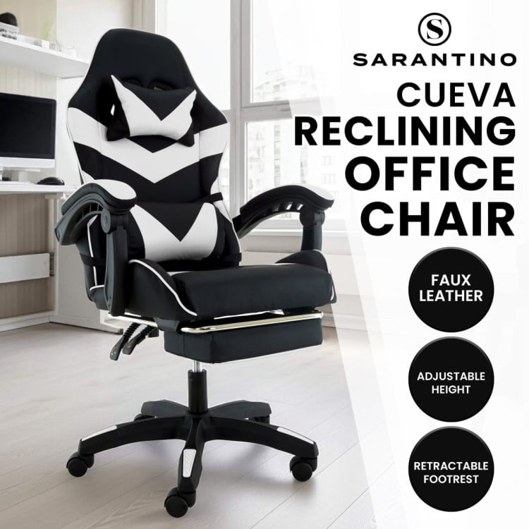 Sarantino Office Gaming Chair Cueva Reclining High Back with Footrest Office Computer Desk Seat image 10
