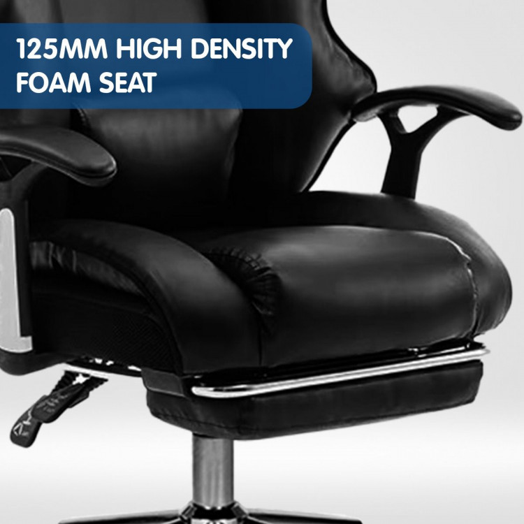 Faux Leather High Back Reclining Executive Office Chair w/ Stool Black image 6