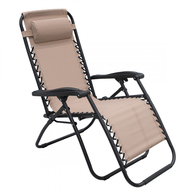 Zero Gravity Reclining Deck Camping Chair - Beige image 3