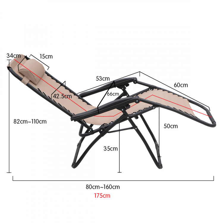 Zero Gravity Reclining Deck Camping Chair - Beige image 8