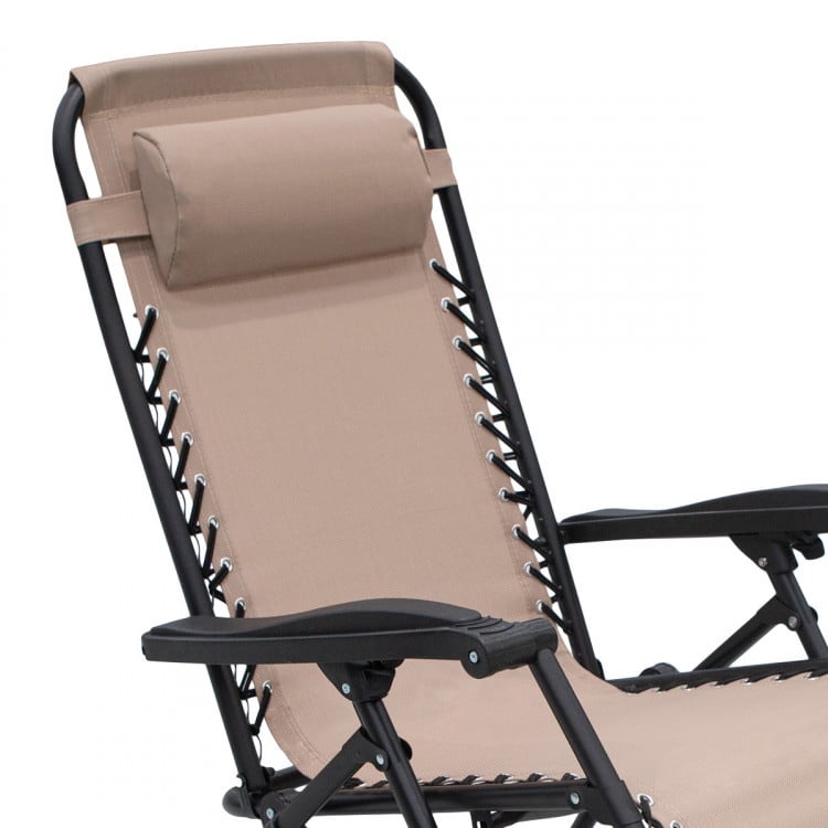 Zero Gravity Reclining Deck Camping Chair - Beige image 4