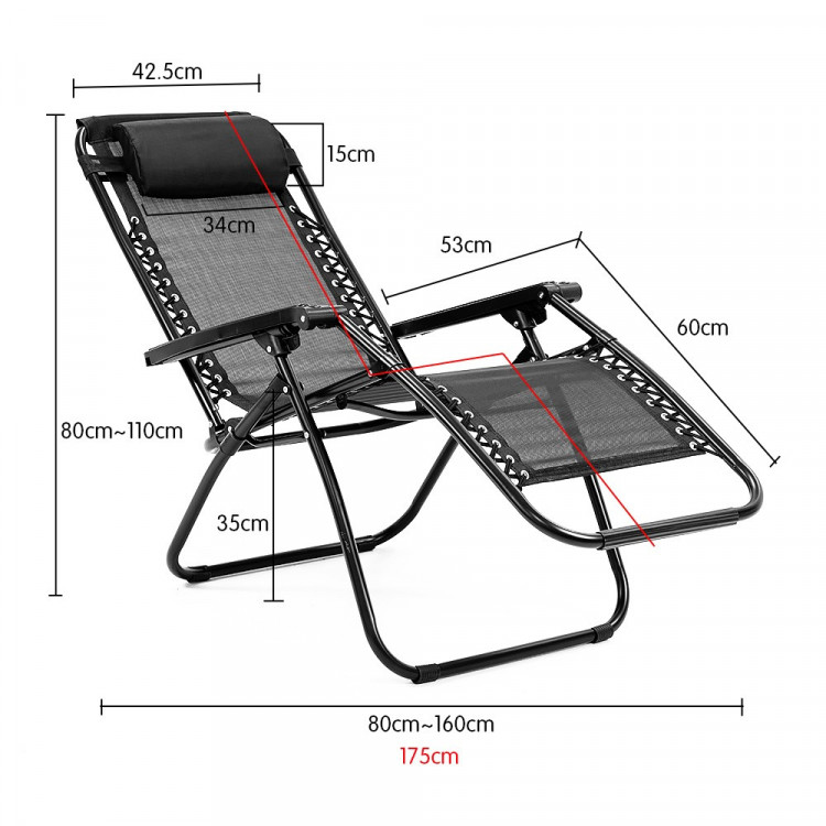 Zero Gravity Reclining Deck Chair - Black image 7