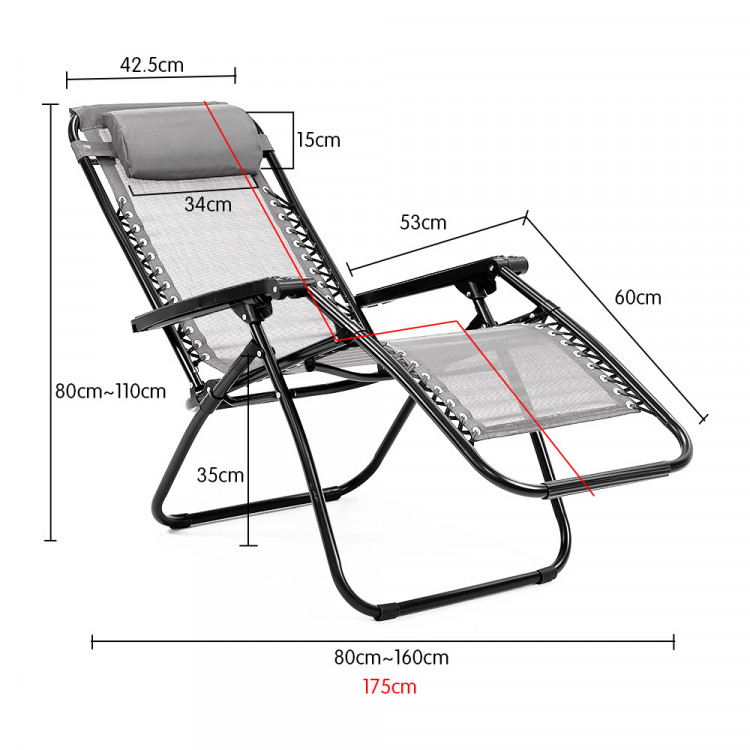 Zero Gravity Reclining Deck Chair - Grey image 8