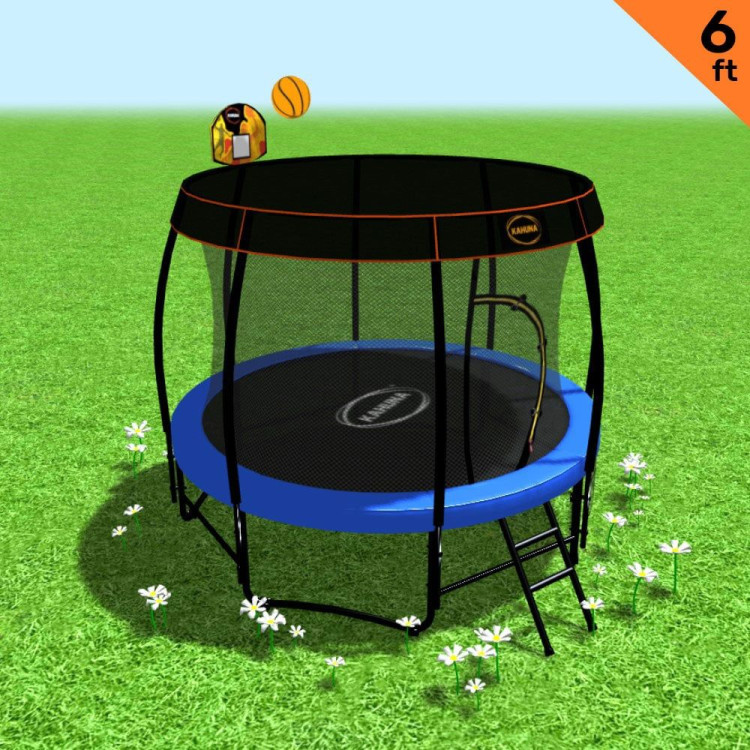 Kahuna Trampoline 6 ft with Basketball Set & Roof - Blue image 3