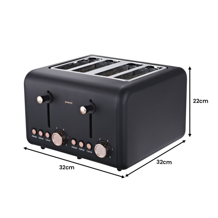Pronti Toaster, Kettle & Coffee Machine Breakfast Set - Black image 4