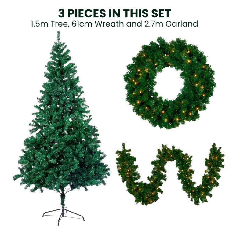 Christabelle Artificial Tree 1.5m 61cm Chadwick Wreath 2.7m Garland with LED Light image 8