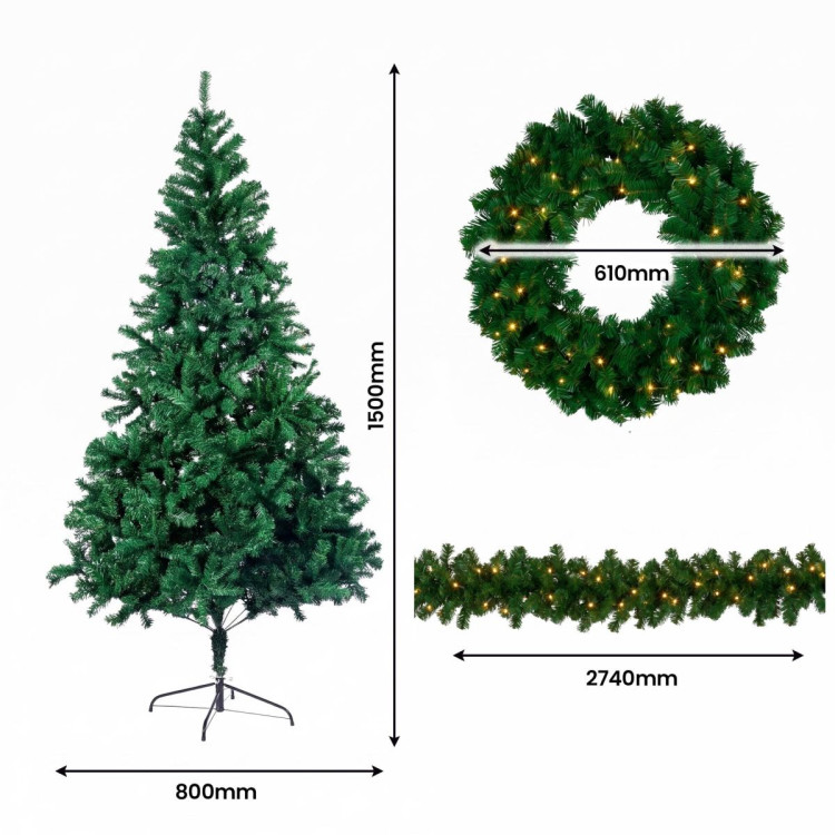 Christabelle Artificial Tree 1.5m 61cm Chadwick Wreath 2.7m Garland with LED Light image 7