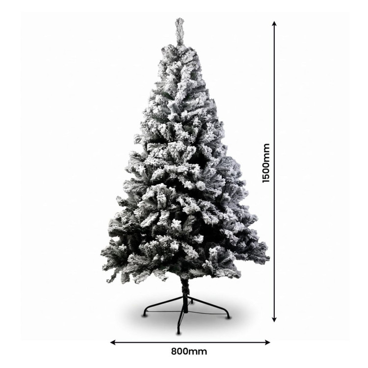 Christabelle 3pc Christmas Set: 1.5m Snow Flocked Tree 61cm Pre-Lit LED Wreath & 2.74m Frosted Garland Holiday Decor image 16