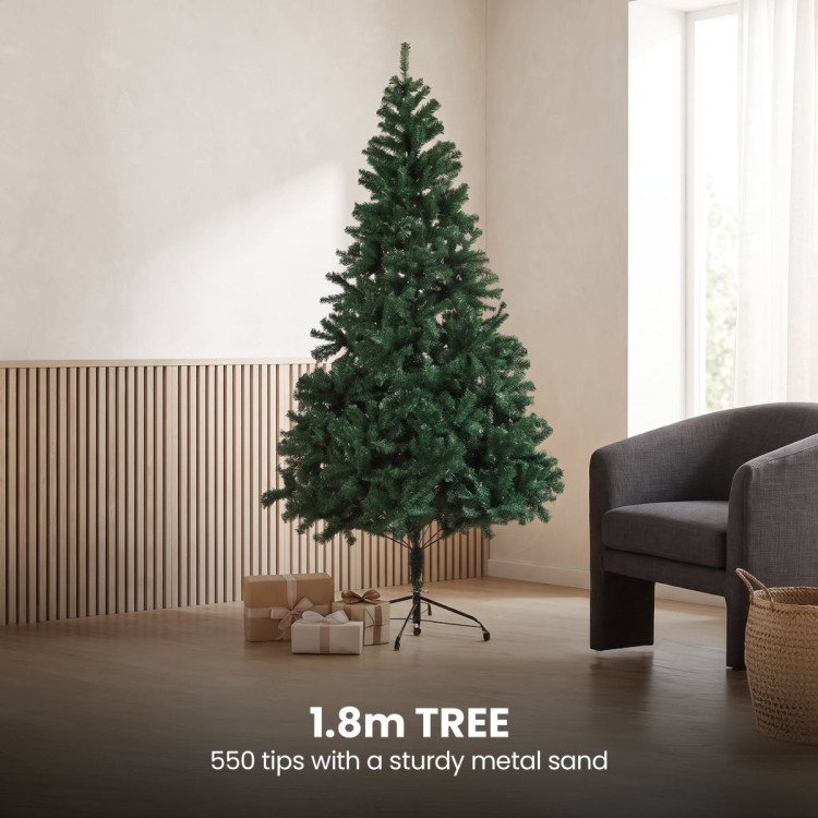 Christabelle Green Artificial Tree 1.8m 61cm Chadwick Wreath with Lights 2.7m Garland with LED Light image 13