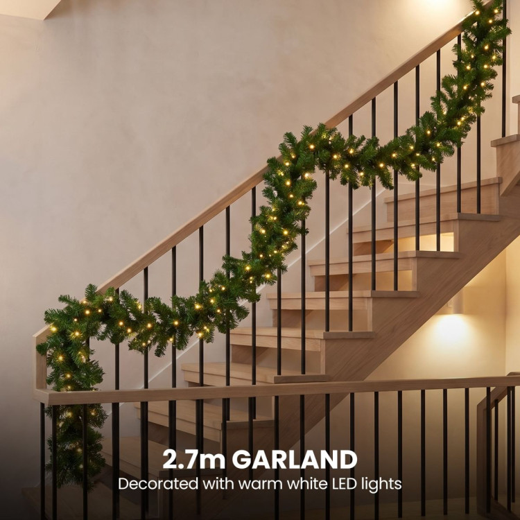 Christabelle Green Artificial Tree 1.8m 61cm Chadwick Wreath with Lights 2.7m Garland with LED Light image 15