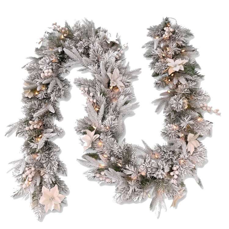 Christabelle Snow-Tipped Tree 61cm Snow Wreath Colonial with Lights 2.74m Garland Snow Frosted image 6