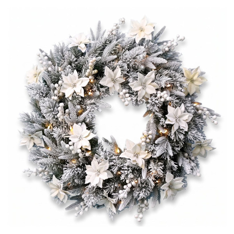 Christabelle Snow-Tipped Christmas 3pc Set 2.4m Christmas Tree Wreath and Garland with LED Lights Holiday Decor image 6