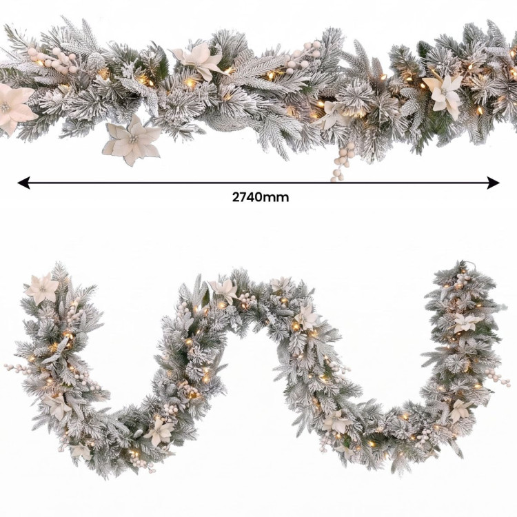 Christabelle Snow-Tipped Christmas 3pc Set 2.4m Christmas Tree Wreath and Garland with LED Lights Holiday Decor image 14