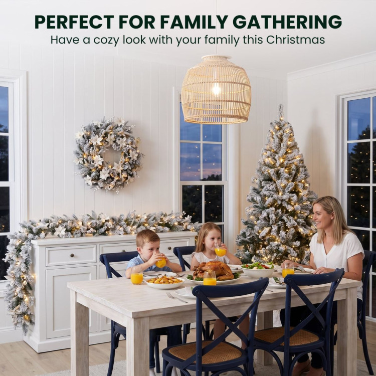 Christabelle Snow-Tipped Christmas 3pc Set 2.4m Christmas Tree Wreath and Garland with LED Lights Holiday Decor image 16