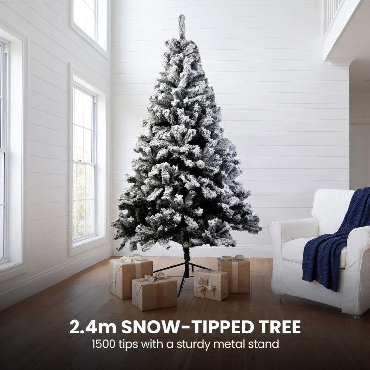 Christabelle Snow-Tipped Christmas 3pc Set 2.4m Christmas Tree Wreath and Garland with LED Lights Holiday Decor image 17