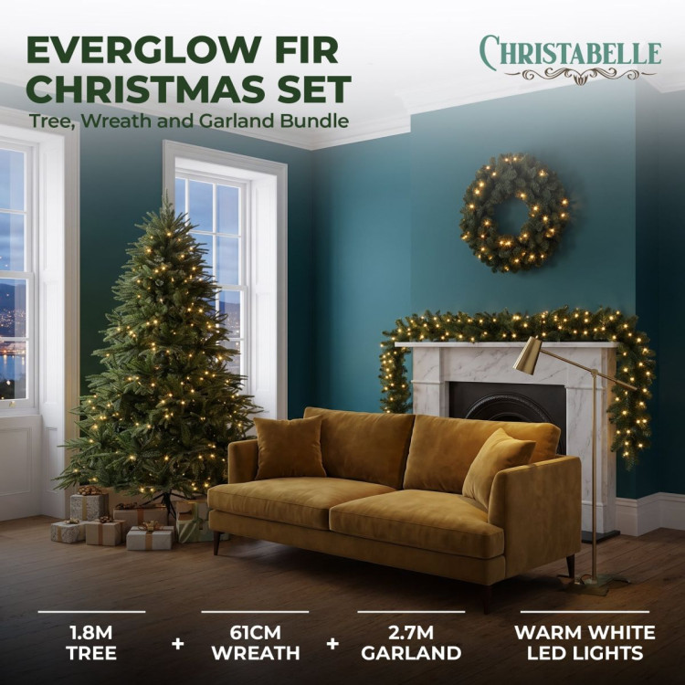 Christabelle 1.8m Prelit Tree 61cm Highland Pine Wreath Prelit 2.74m Highland Pine Christmas Garland image 3