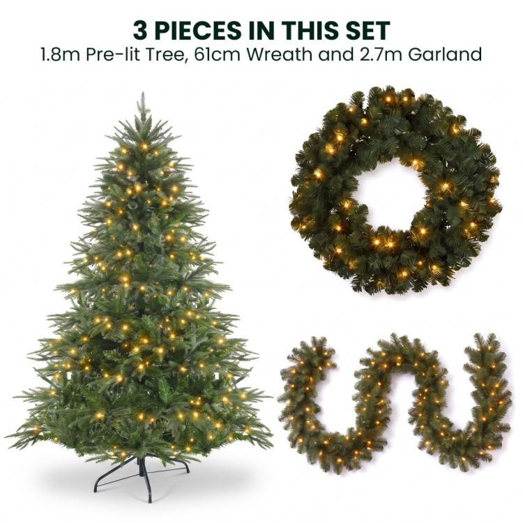 Christabelle 1.8m Prelit Tree 61cm Highland Pine Wreath Prelit 2.74m Highland Pine Christmas Garland image 16