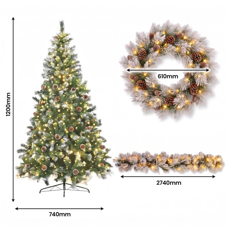 Christabelle 1.2m Pre-Lit LED Tree 61cm Alpine Snow Wreath Prelit 2.74m Alpine Snow Christmas Garland image 7