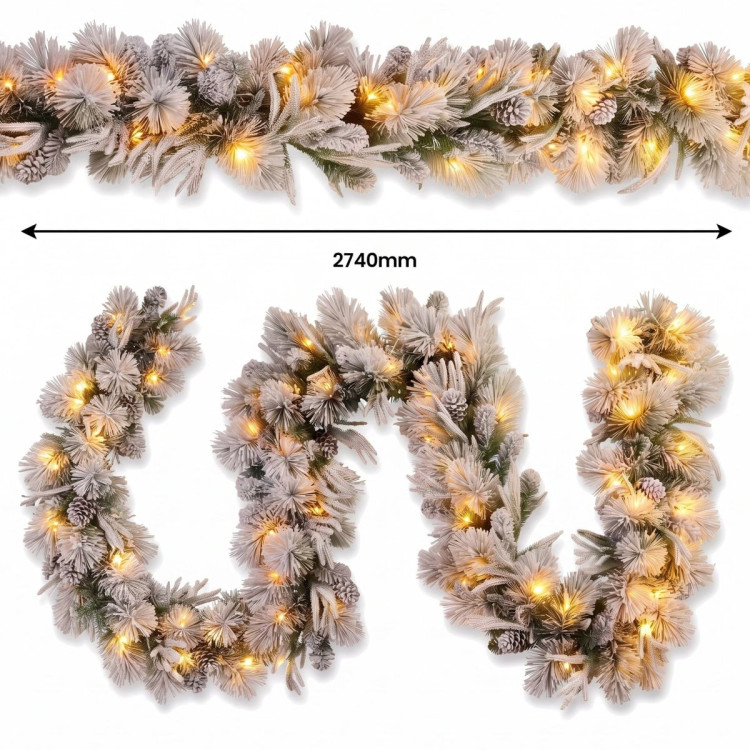 Christabelle 1.2m Pre-Lit LED Tree 61cm Alpine Snow Wreath Prelit 2.74m Alpine Snow Christmas Garland image 19