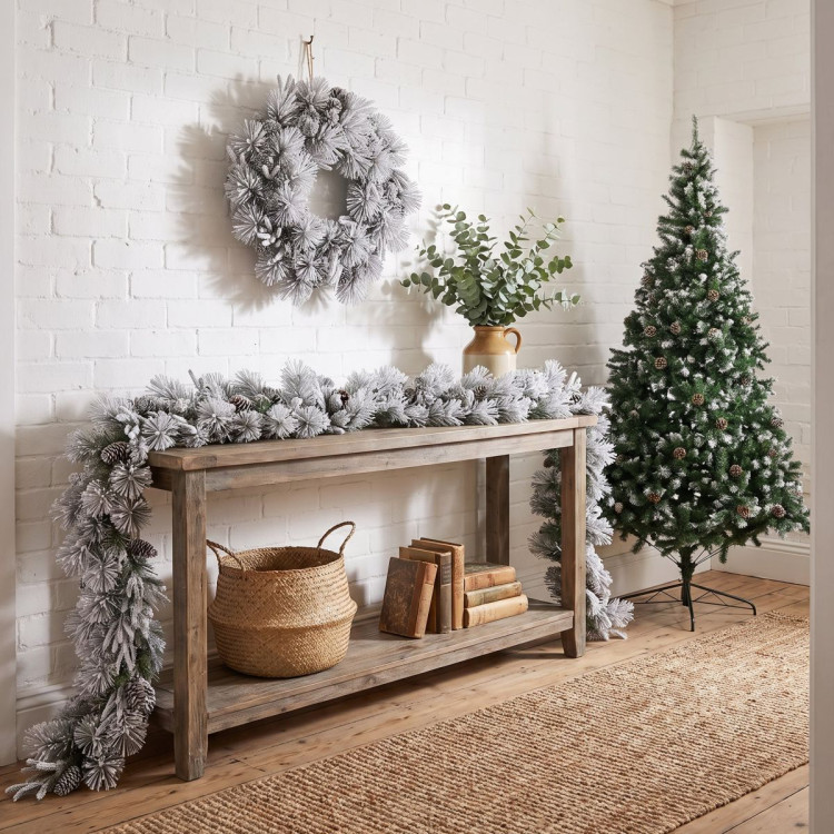Christabelle 1.2m Pre-Lit LED Tree 61cm Alpine Snow Wreath Prelit 2.74m Alpine Snow Christmas Garland image 10