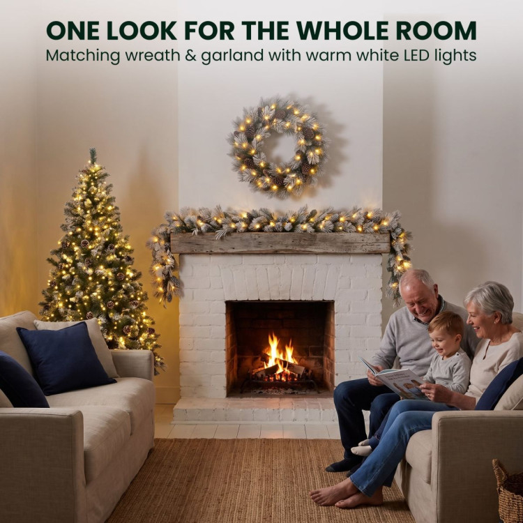 Christabelle 1.2m Pre-Lit LED Tree 61cm Alpine Snow Wreath Prelit 2.74m Alpine Snow Christmas Garland image 11