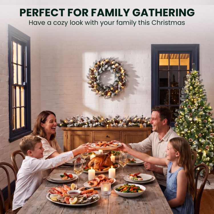 Christabelle 1.2m Pre-Lit LED Tree 61cm Alpine Snow Wreath Prelit 2.74m Alpine Snow Christmas Garland image 12