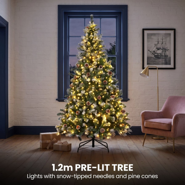 Christabelle 1.2m Pre-Lit LED Tree 61cm Alpine Snow Wreath Prelit 2.74m Alpine Snow Christmas Garland image 13
