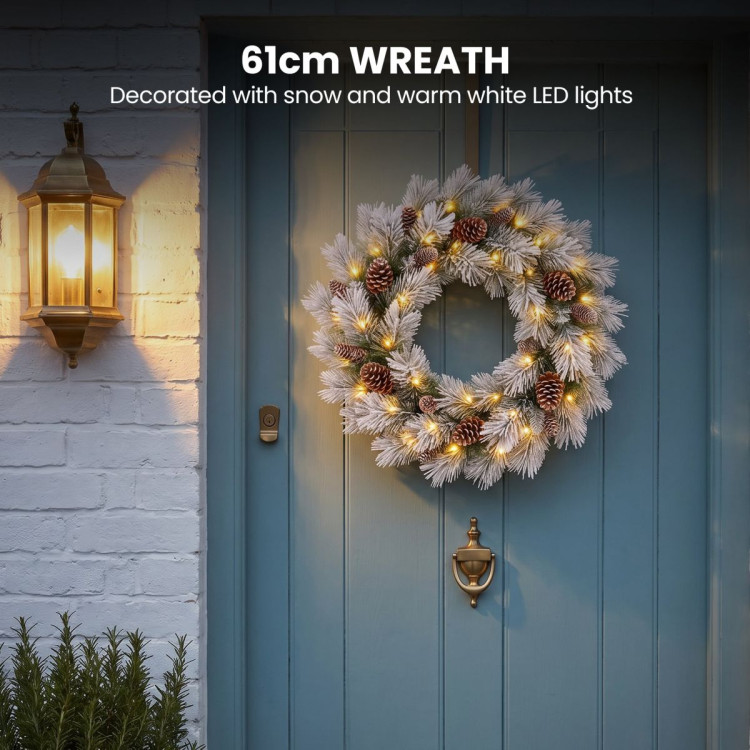 Christabelle 1.2m Pre-Lit LED Tree 61cm Alpine Snow Wreath Prelit 2.74m Alpine Snow Christmas Garland image 14